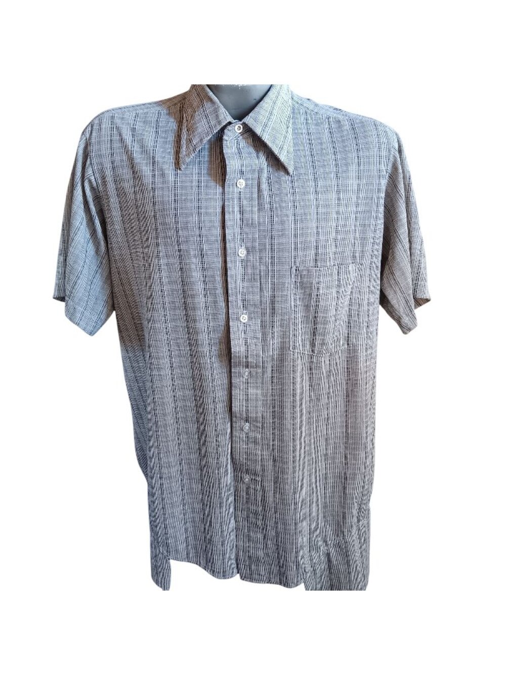 Van Heusen 1970's True Vintage Large Disco Shirt Checkered Hampshire House Knit